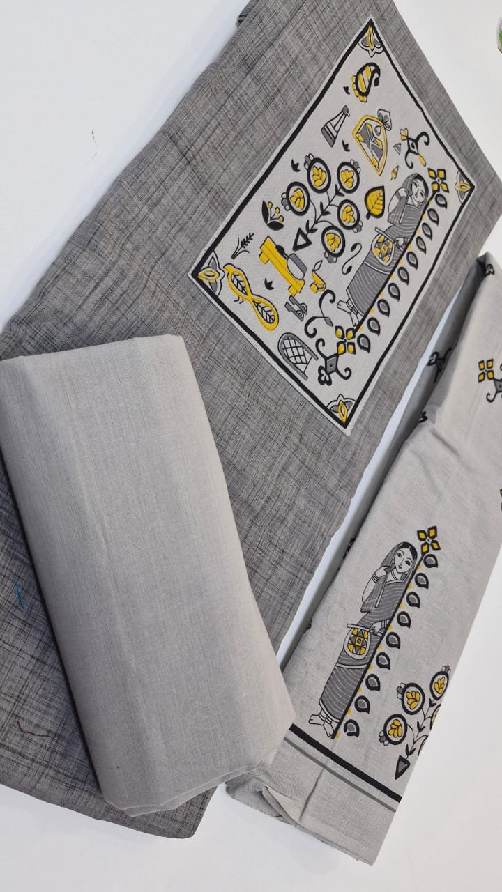 Light Grey And Yellow Floral Designer Shalwar Material Light Grey And Yellow Floral Designer Shalwar Material