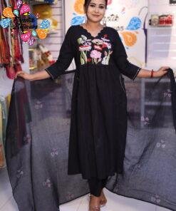 Floral Designer Black Ready Made Shalwar Suit