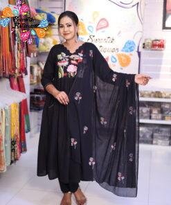 Floral Designer Black Ready Made Shalwar Suit