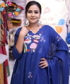 Alternative view of Floral Designer Navy Blue Ready Made Shalwar Suit