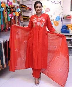 Floral Designer Rust Red Ready Made Shalwar Suit Floral Designer Rust Red Ready Made Shalwar Suit