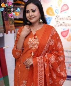 Welcome Swastik Boutiques, Sri Lanka Alternative view of Flower Designer Rust Orange Ready Made Shalwar Suit