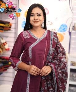 Floral Designer Purple And White Ready Made Shalwar Suit