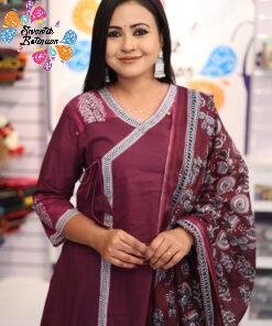 Floral Designer Purple And White Ready Made Shalwar Suit
