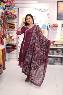 Floral Designer Purple And White Ready Made Shalwar Suit