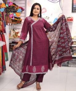 Alternative view of Floral Designer Purple And White Ready Made Shalwar Suit