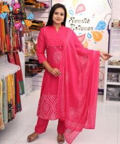 Floral Designer  Dark Pink And White Ready Made Shalwar Suit