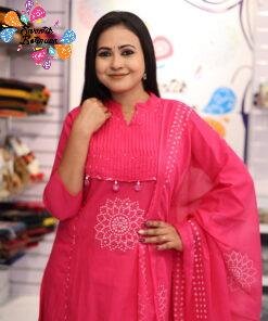 Floral Designer Dark Pink And White Ready Made Shalwar Suit Floral Designer Dark Pink And White Ready Made Shalwar Suit