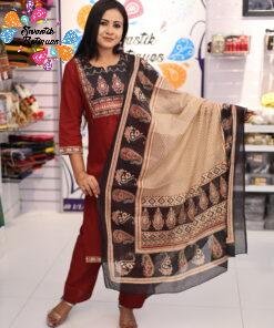 Floral Designer Maroon And Black Ready Made Shalwar Suit Floral Designer Maroon And Black Ready Made Shalwar Suit