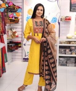 Floral Designer Yellow And Black Ready Made Shalwar Suit