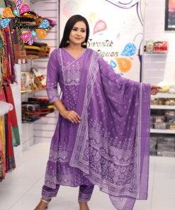 Floral Designer Light Purple And White Ready Made Shalwar Suit