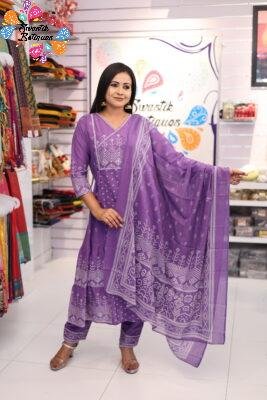 Floral Designer Light Purple And White Ready Made Shalwar Suit