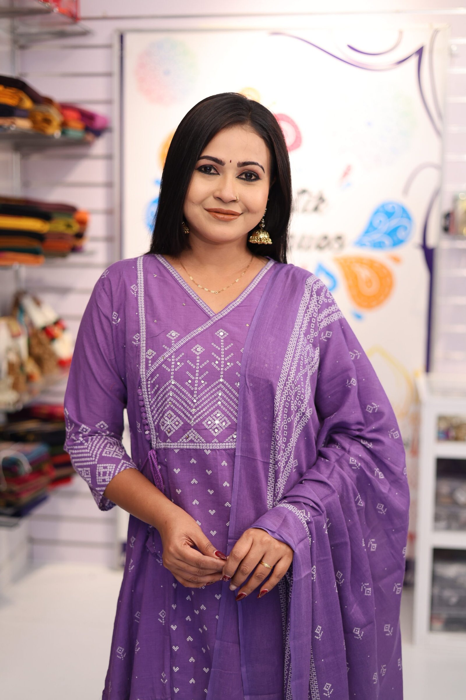 Floral Designer Light Purple And White Ready Made Shalwar Suit Floral Designer Light Purple And White Ready Made Shalwar Suit - Image 5