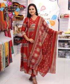 Floral Designer Maroon Ready Made Shalwar Suit