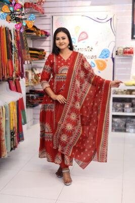 Floral Designer Maroon Ready Made Shalwar Suit