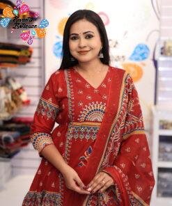 Alternative view of Floral Designer Maroon Ready Made Shalwar Suit