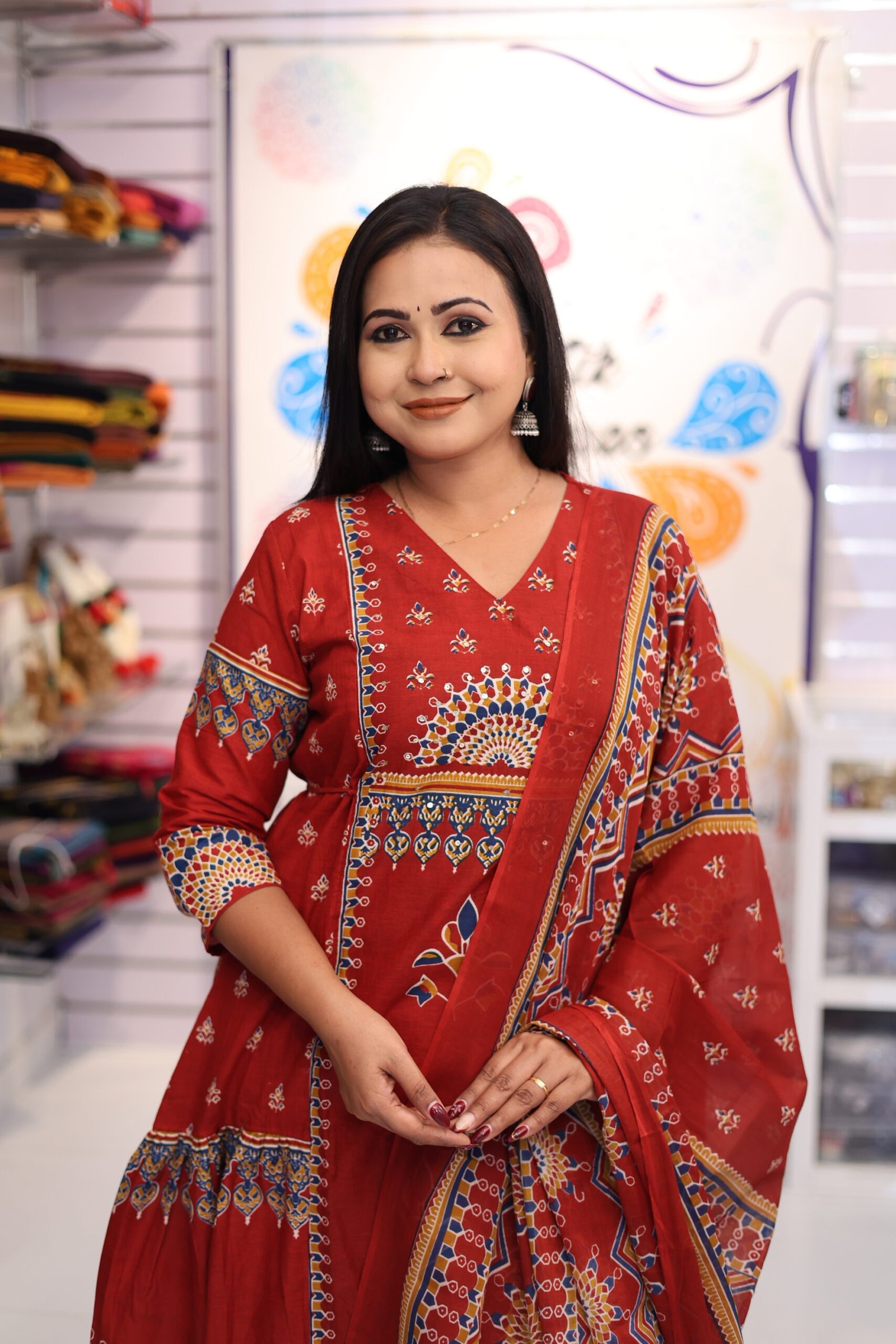 Floral Designer Maroon Ready Made Shalwar Suit Floral Designer Maroon Ready Made Shalwar Suit - Image 2