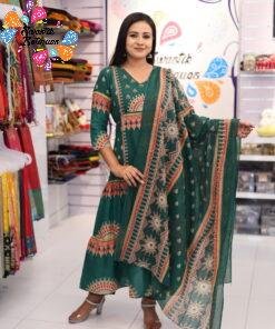 Floral Designer Dark Green Ready Made Shalwar Suit