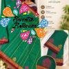 Temple Chariot Motifs Designer Green And Maroon Border Premium Kanchi Cotton Saree with Rich Pallu