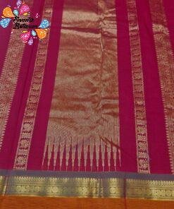 Premium Deep Rani Pink With Bottle Green with Antique Gold Zari Border 120 Count Kanchi Cotton Saree with Rich Pallu Premium Deep Rani Pink With Bottle Green with Antique Gold Zari Border 120 Count Kanchi Cotton Saree with Rich Pallu