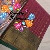 Premium Wine Maroon With Emerald Green Antique Gold Zari Border 120 Count Kanchi Cotton Saree with Rich Pallu