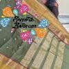 Premium Olive Green With Mustard And Gold Zari Border 120 Count Kanchi Cotton Saree with Rich Pallu