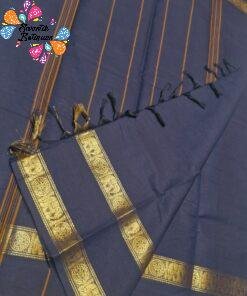 Premium Midnight Black With Antique Gold Zari Border Chettinad Cotton Saree Premium Midnight Black With Antique Gold Zari Border Chettinad Cotton Saree