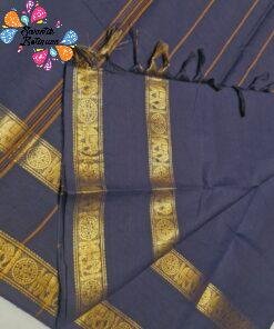 Premium Midnight Black With Antique Gold Zari Border Chettinad Cotton Saree Premium Midnight Black With Antique Gold Zari Border Chettinad Cotton Saree