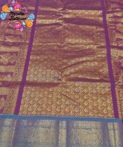 Premium Deep Jamun Purple with Peacock Teal and Antique Gold Border Kanchi Cotton Saree with Rich Pallu Premium Deep Jamun Purple with Peacock Teal and Antique Gold Border Kanchi Cotton Saree with Rich Pallu
