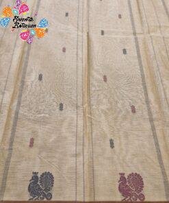 Premium Muted Camel Beige With Deep Rust Maroon Border Kanchi Cotton Saree with Rich Pallu