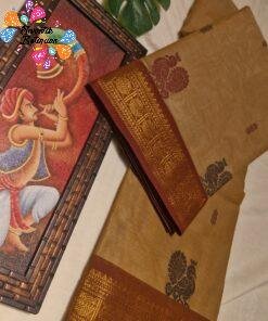 Premium Muted Camel Beige With Deep Rust Maroon Border Kanchi Cotton Saree with Rich Pallu Premium Muted Camel Beige With Deep Rust Maroon Border Kanchi Cotton Saree with Rich Pallu