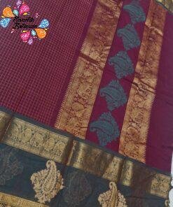 Premium Deep Wine Maroon With Dark Bottle Green Border Kanchi Cotton Saree with Rich Pallu Premium Deep Wine Maroon With Dark Bottle Green Border Kanchi Cotton Saree with Rich Pallu