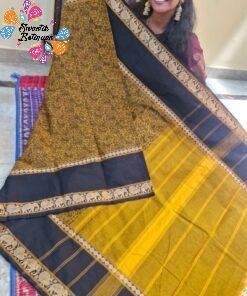 Antique Mustard Gold And Charcoal Black Premium Vanasigaram Kanchi Cotton Saree Antique Mustard Gold And Charcoal Black Premium Vanasigaram Kanchi Cotton Saree