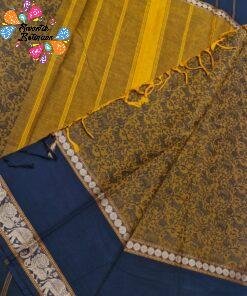 Antique Mustard Gold And Charcoal Black Premium Vanasigaram Kanchi Cotton Saree Antique Mustard Gold And Charcoal Black Premium Vanasigaram Kanchi Cotton Saree