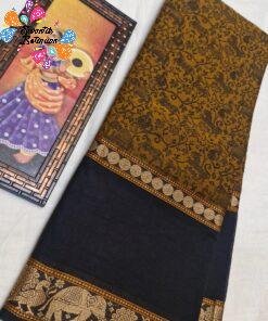 Antique Mustard Gold And Charcoal Black Premium Vanasigaram Kanchi Cotton Saree Antique Mustard Gold And Charcoal Black Premium Vanasigaram Kanchi Cotton Saree