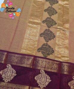 Golden Beige And Deep Wine Premium Kanchi Cotton Saree with Rich Pallu