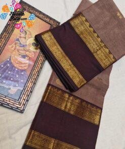 Dusty Mocha Taupe with Deep Chocolate Brown and Antique Gold Zari Border Premium Kanchi Cotton Saree with Rich Pallu Dusty Mocha Taupe with Deep Chocolate Brown and Antique Gold Zari Border Premium Kanchi Cotton Saree with Rich Pallu