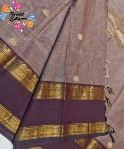 Dusty Mocha Taupe with Deep Chocolate Brown and Antique Gold Zari Border Premium Kanchi Cotton Saree with Rich Pallu Dusty Mocha Taupe with Deep Chocolate Brown and Antique Gold Zari Border Premium Kanchi Cotton Saree with Rich Pallu