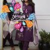 Warli Style Tribal Embroidery Designer Deep Aubergine Purple And White Ready Made Shalwar Suit