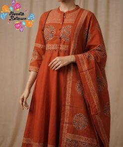 Floral Designer Rust Orange And Maroon Ready Made Shalwar Suit Floral Designer Rust Orange And Maroon Ready Made Shalwar Suit