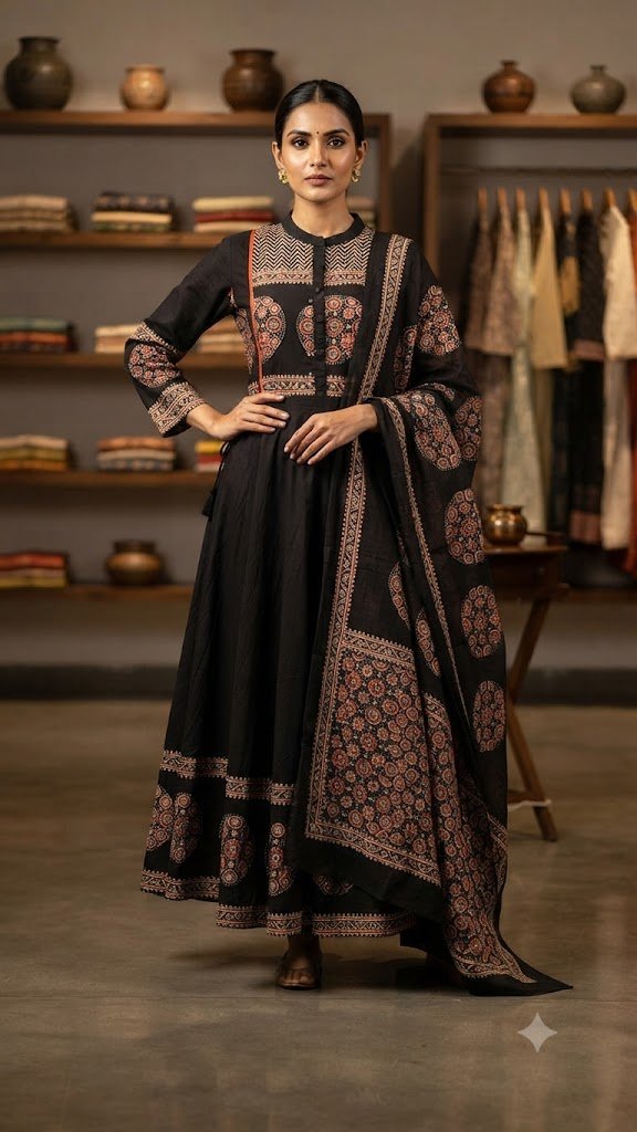 Floral Designer Black And Rust Red Ready Made Shalwar Suit Floral Designer Black And Rust Red Ready Made Shalwar Suit