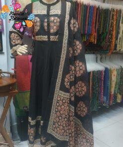 Floral Designer Black And Rust Red Ready Made Shalwar Suit Floral Designer Black And Rust Red Ready Made Shalwar Suit