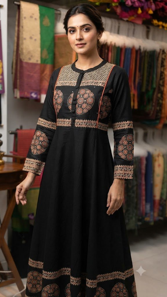 Floral Designer Black And Rust Red Ready Made Shalwar Suit Floral Designer Black And Rust Red Ready Made Shalwar Suit - Image 2