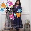 Floral Designer Navy Blue And White Ready Made Shalwar Suit