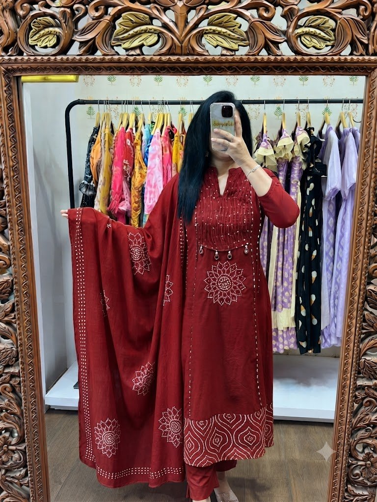 Floral Designer Maroon And White Ready Made Shalwar Suit Floral Designer Maroon And White Ready Made Shalwar Suit
