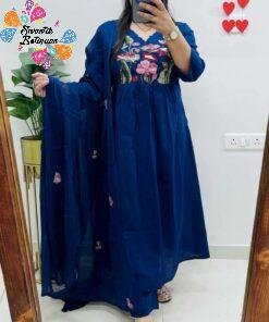 Floral Designer Navy Blue Ready Made Shalwar Suit