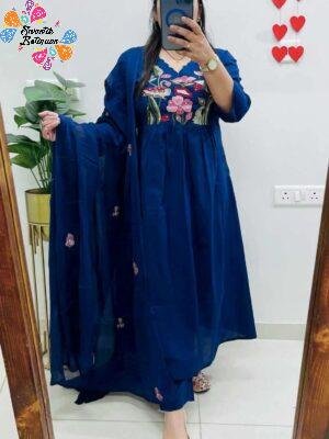 Floral Designer Navy Blue Ready Made Shalwar Suit