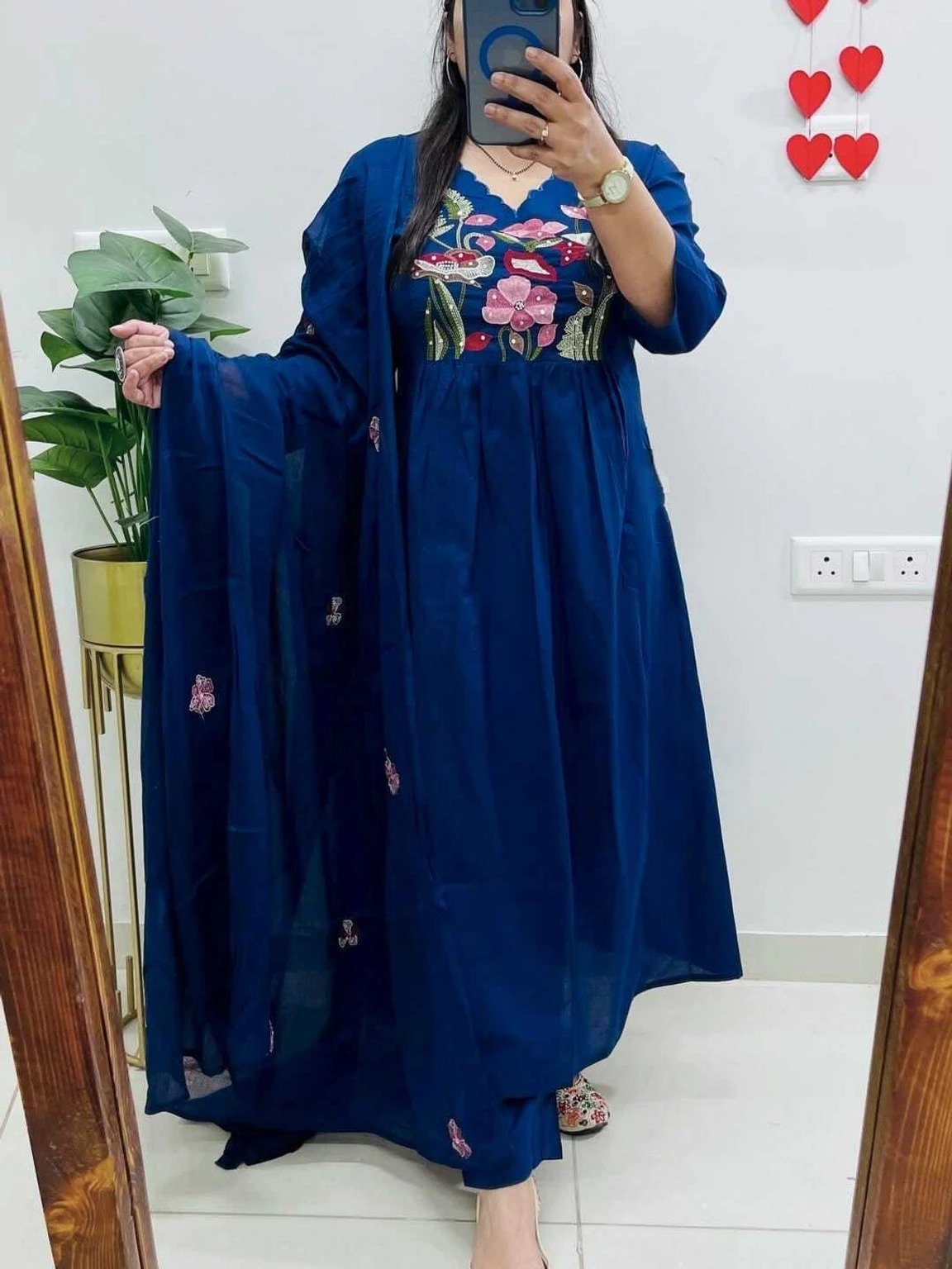 Floral Designer Navy Blue Ready Made Shalwar Suit Floral Designer Navy Blue Ready Made Shalwar Suit