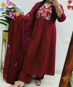 Welcome Swastik Boutiques, Sri Lanka Alternative view of Floral Designer Rust Red Ready Made Shalwar Suit