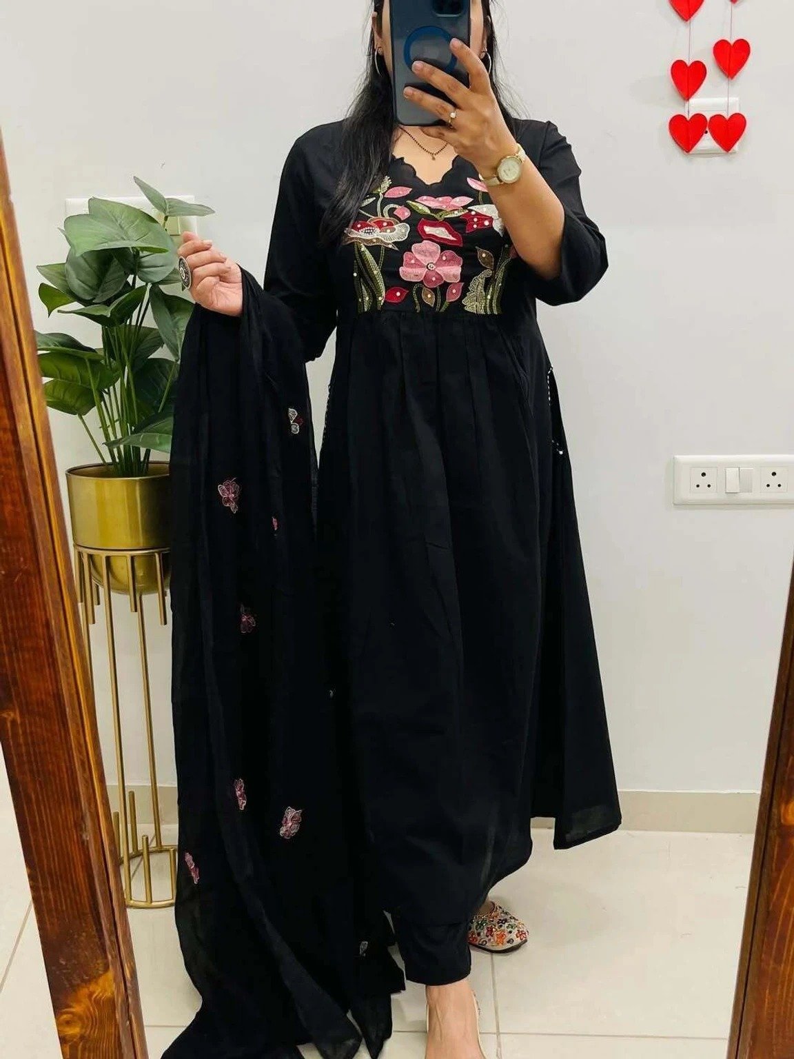 Floral Designer Black Ready Made Shalwar Suit Floral Designer Black Ready Made Shalwar Suit